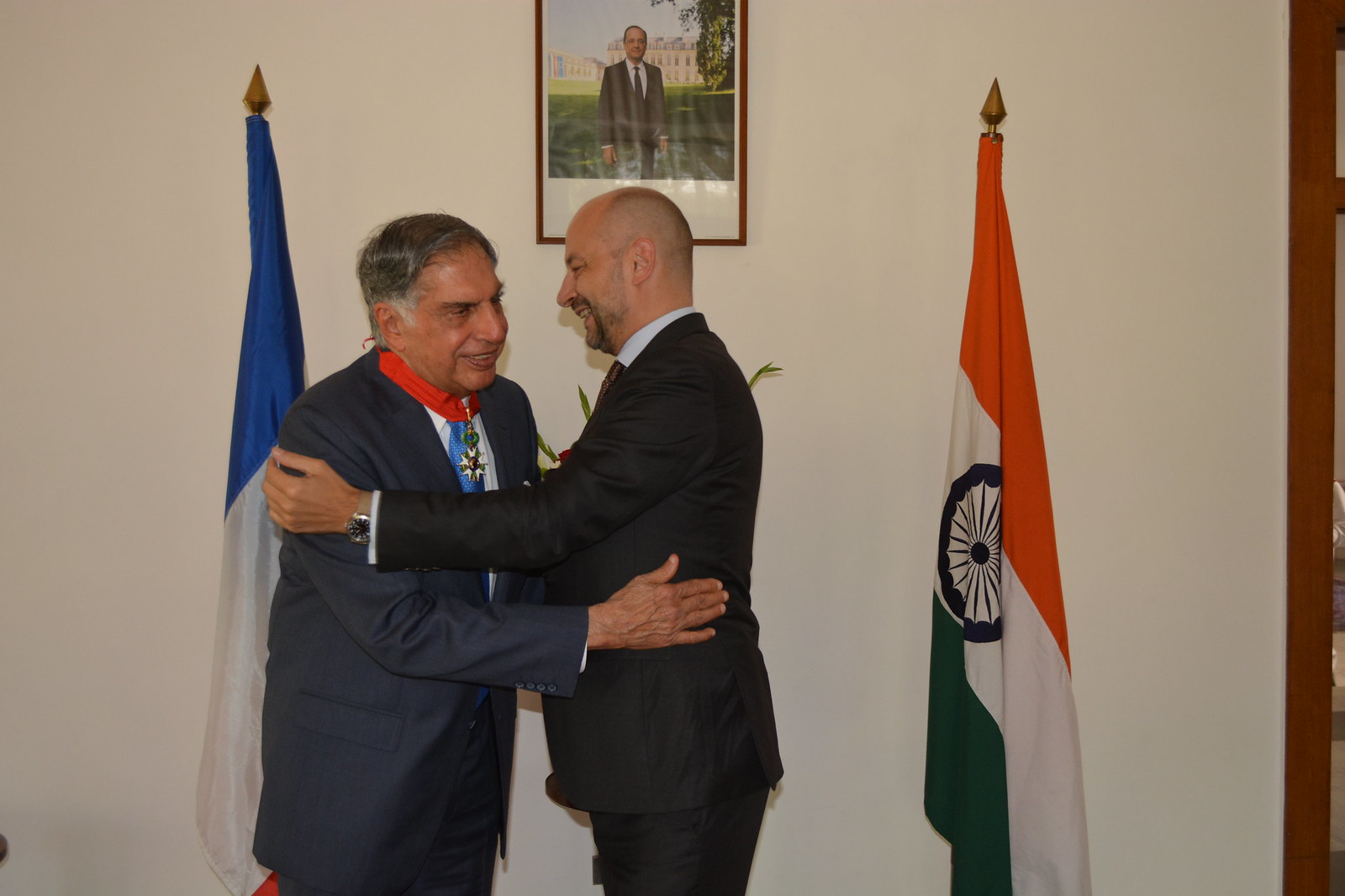 H.E. Mr François Richier, Ambassador of France to India, today conferred the highest French civilian distinction, Commandeur de la Légion d’Honneur (Commander of the Legion of Honour) on Shri Ratan Tata.