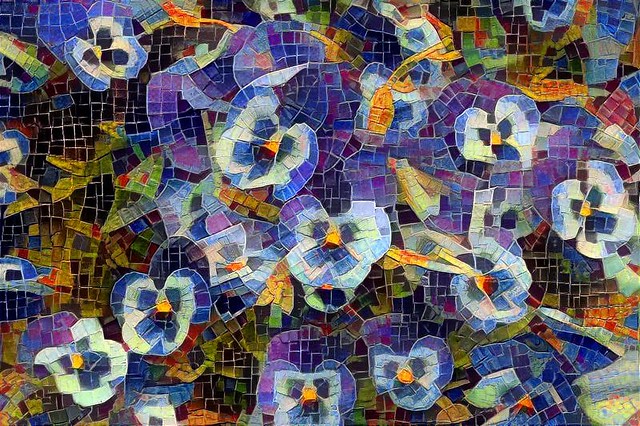 purple pansy mosaic