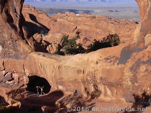Some perspective on how big Double O arch really is. Devil's Garden Trail in Arches National Park, Utah