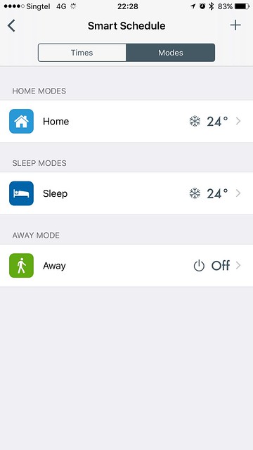 tado iOS App - Smart Schedule - Modes
