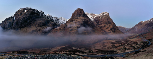 mist sunrise landscape scotland highlands glencoe explored