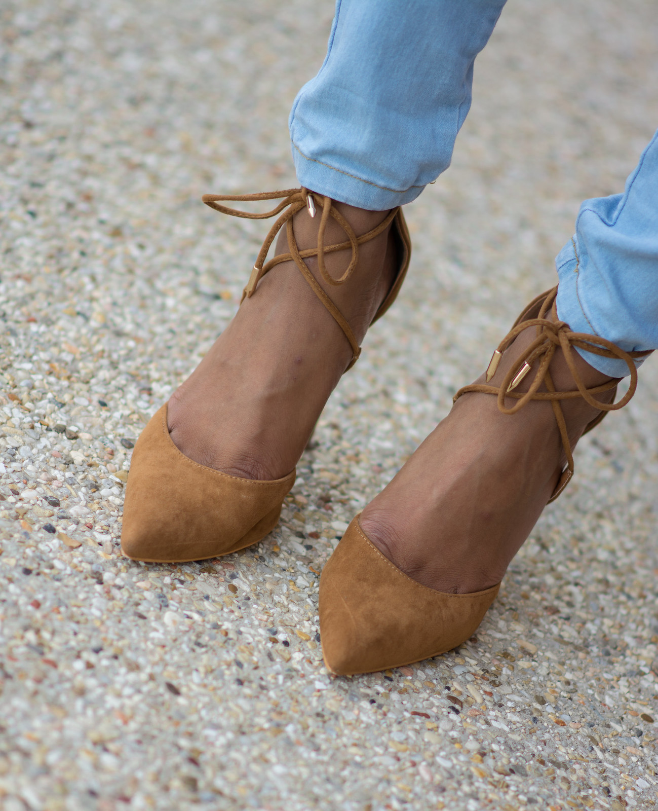 All Tied Up Pointy Faux Suede Heels