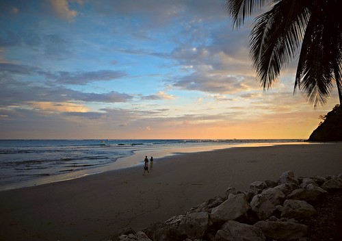 sunset people sunlight beach america evening costarica palmtrees samara