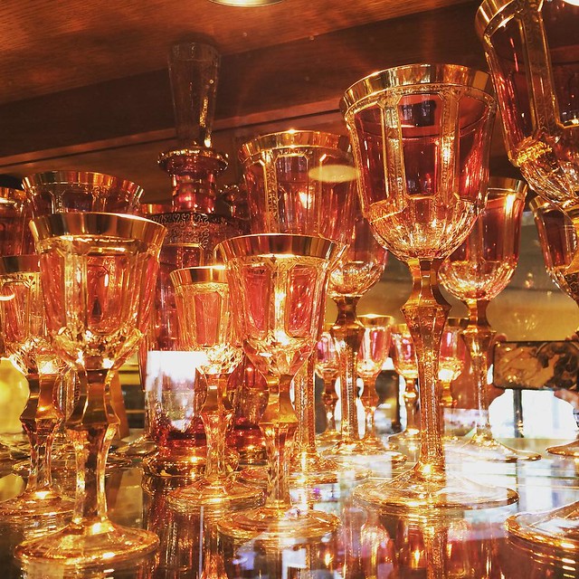 Mmmm, pink and gold Czech glassware. So overpriced, so dreamy. 💕