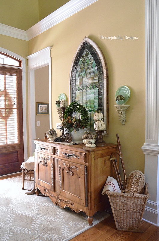 Antique French Buffet/Stained Glass