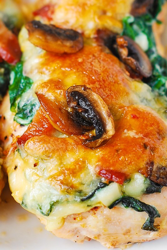 Smothered Chicken with Creamed Spinach, Bacon, Mushrooms - Julia's Album