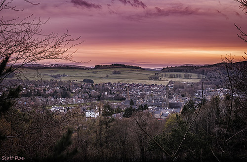 sunset panorama landscape scotland town spring dusk hills peebles scottishborders venlaw