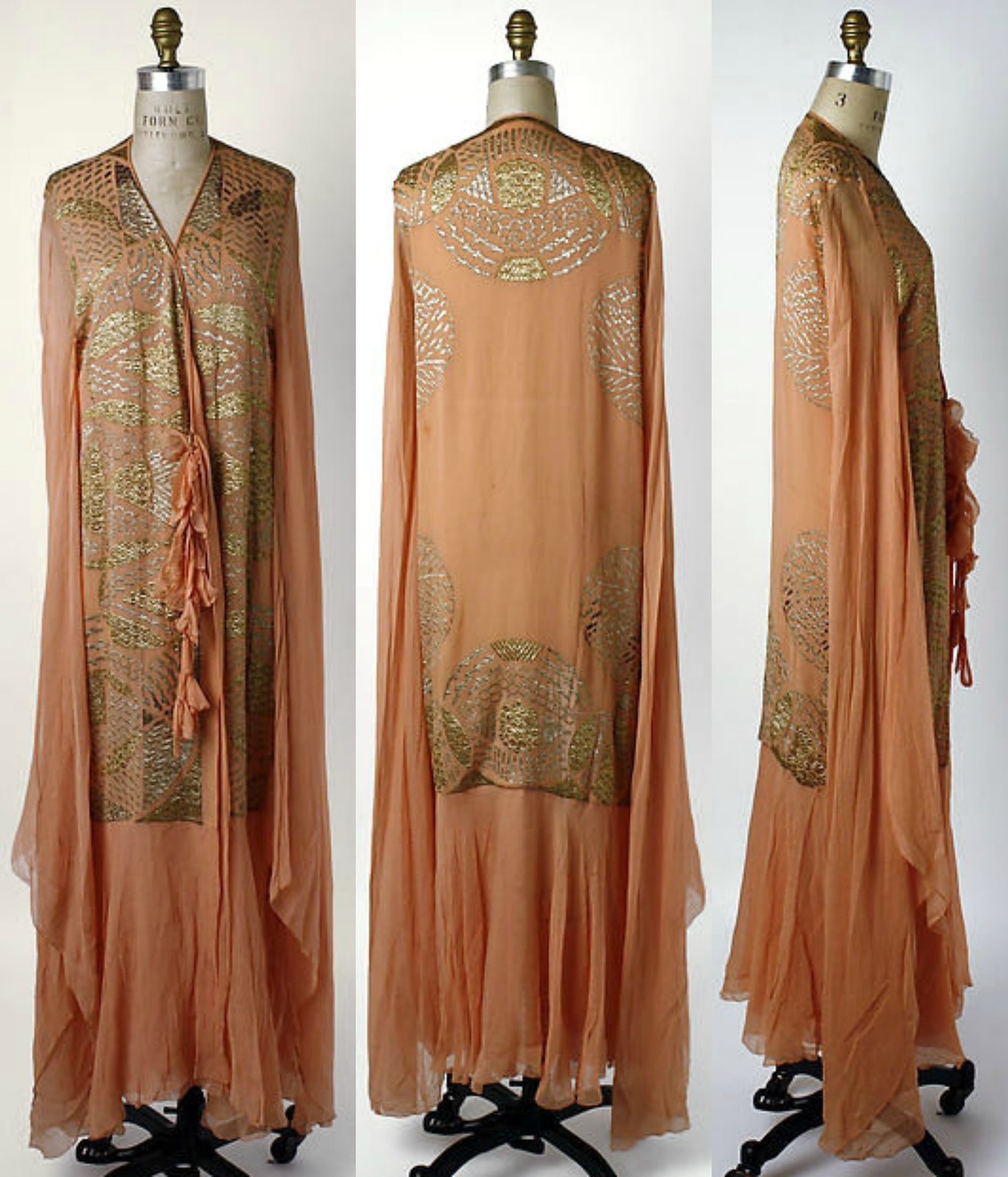 1920s Tea Gown. American. Silk, metallic thread. metmuseum
