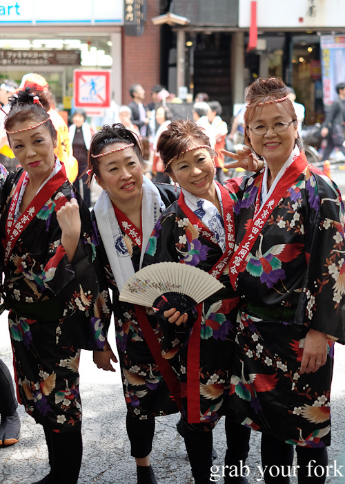 Women dressed in national costume in Asakusa, Tokyo