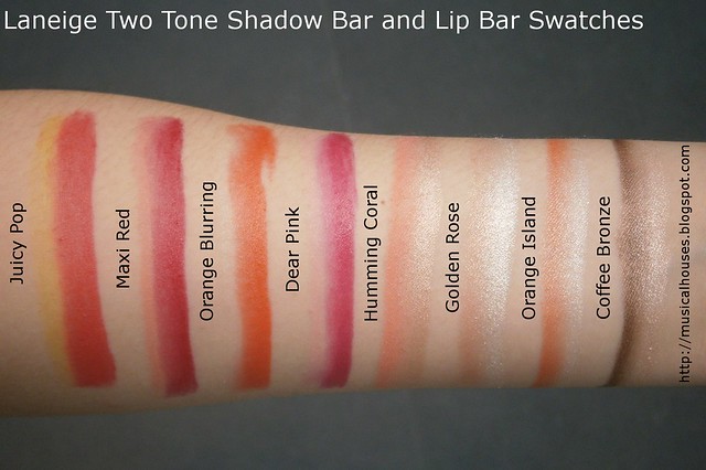 Laneige Two Tone Shadow Bar Lip Bar Swatches