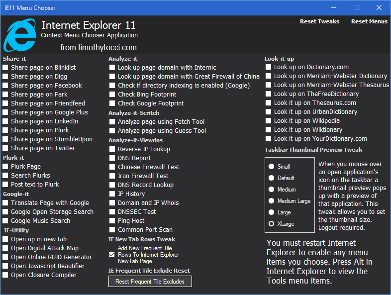 internet tweak tool