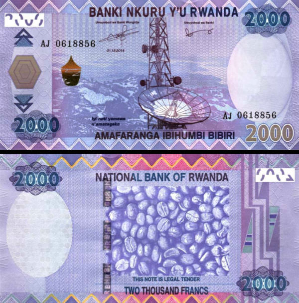 2000 Frankov Rwanda 2014, P40 UNC
