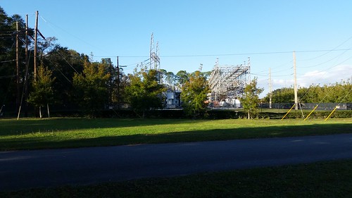 park trees sky green grass fence landscape shadows transformer powerlines electricity jacksonville southside jax normandy jea greenspace similarity htt continuation lovefl telegraphtuesday