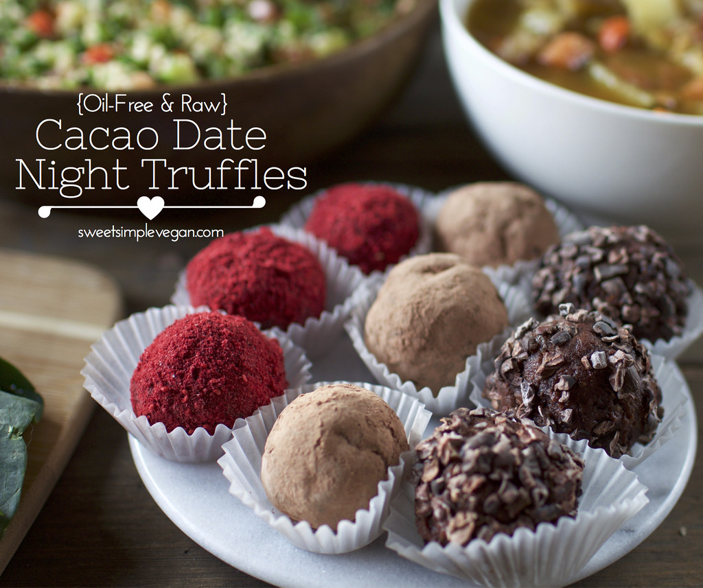Raw Cacao 'Date Night' Truffles - Vegan Valentine's Day Menu {oil-free} sweetsimplevegan.com