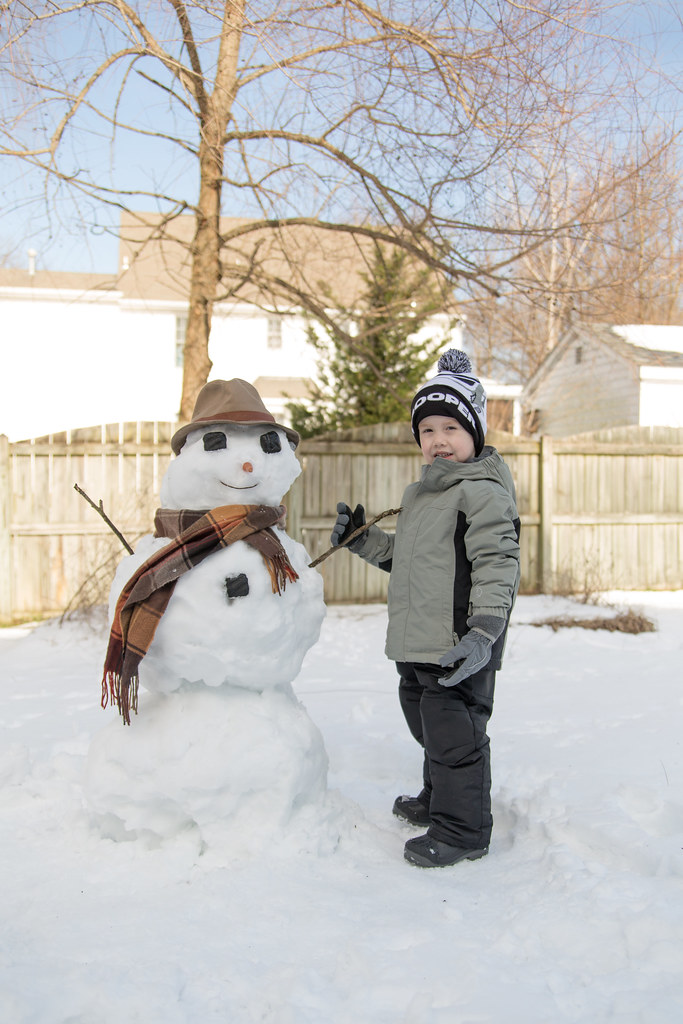 Liam and Fred the snowman