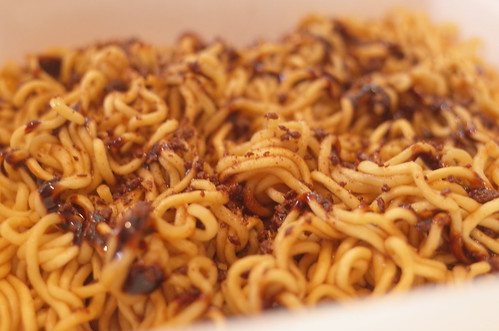 instant Fried noodle with chocolate sauce