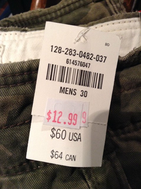 厚短裤12.99美元