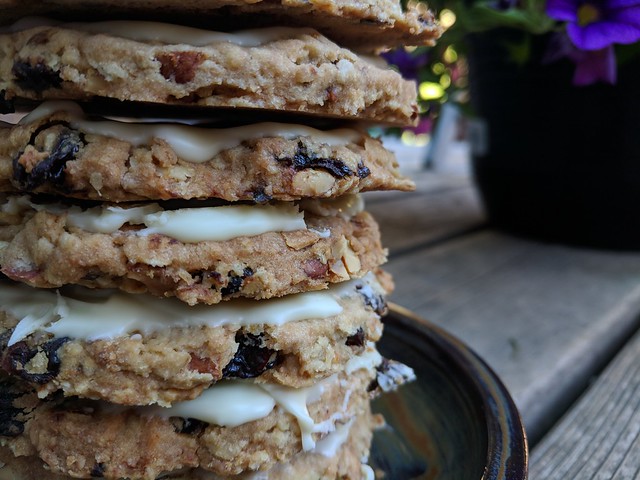 Sour Cherry, Oat and White Chocolate Biscuits