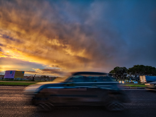 blurred passing clouds sunrise transport