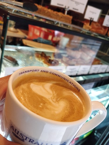 Strong caffe latte AUD3.80 - Oli and Levi, Coromandel Place, Melbourne