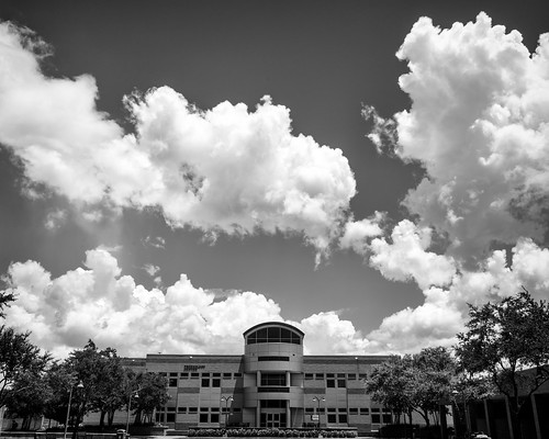 black white victoria college texas technology center clouds sunny