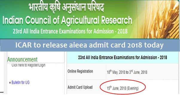 icar to release aieea admit card 2018 today