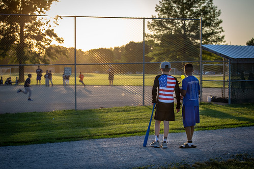 northliberty iowa baseball americaspastime littleleague boys flag sunset canon6d canonef70200mmf4lusm