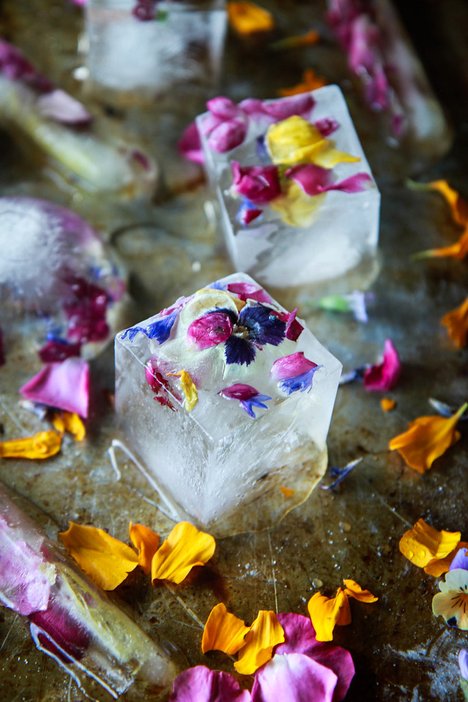 Edible Flower Ice Cubes from HeatherChristo.com