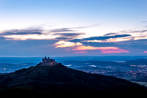 castle hohenzollern sunset dark hill blue germany sky