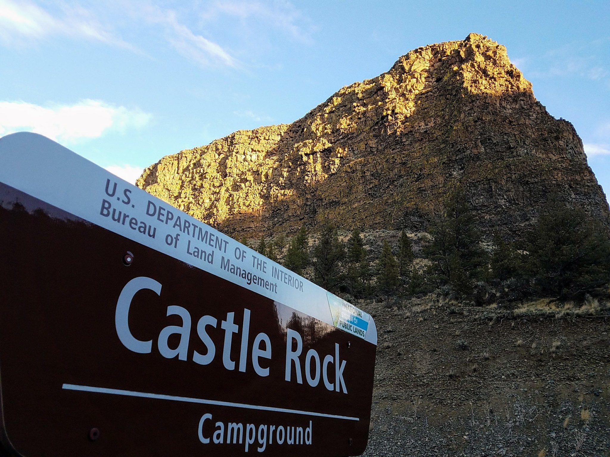 Castle Rock looming above its namesake campground.