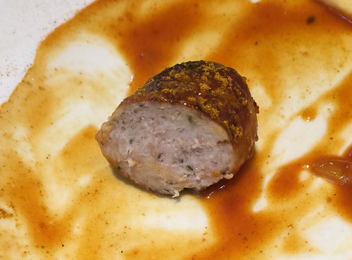 White curries sausage - Closeup / Weiße Currywurst - Nahaufnahme