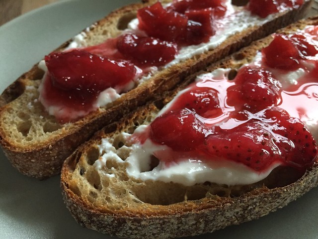 Rhubarb/Strawberry jam toast