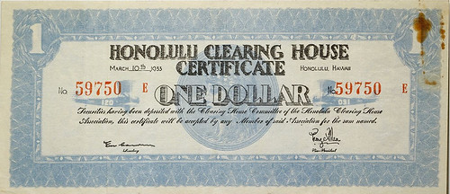 1933 Honolulu Clearing House Note front