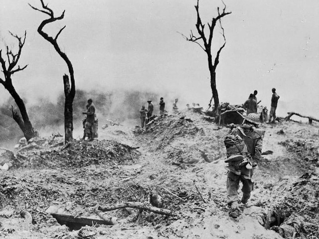 One of many encounters during the battle of Imphal, the Gurkha's captured Scraggy Hill after fierce fighting with the Japanese  in Northern India 