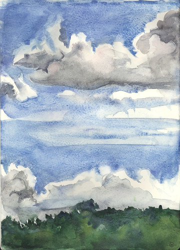 landscape clouds cedarfallsiowa summer 30x30directwatercolor2018 watercolor moleskinewatercolorsketchbook marciamilnerbrage