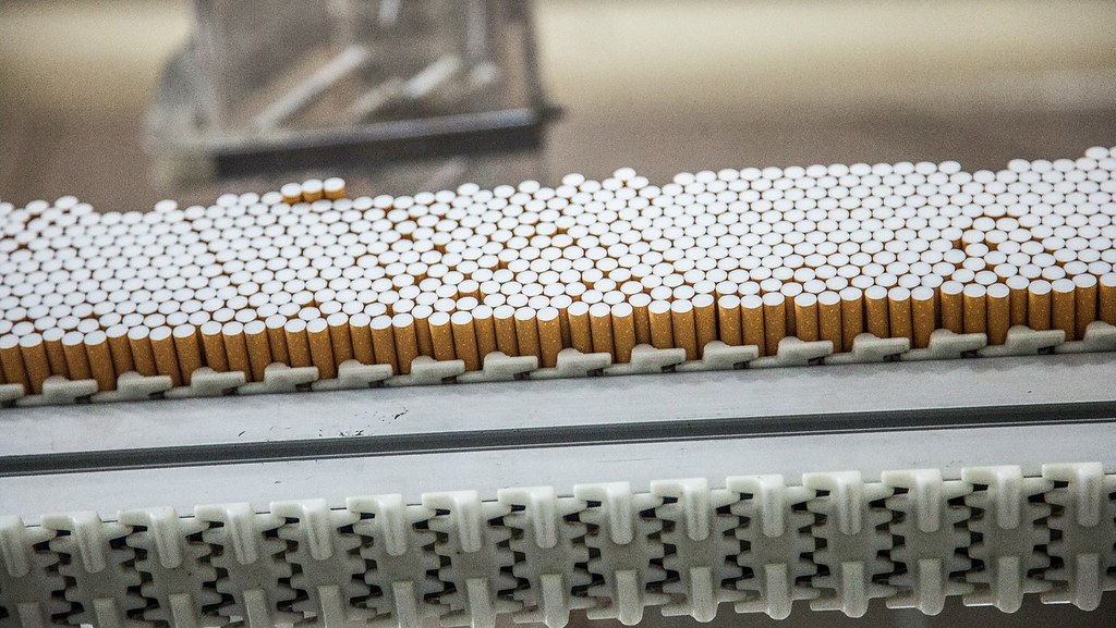 Cigarettes in a factory