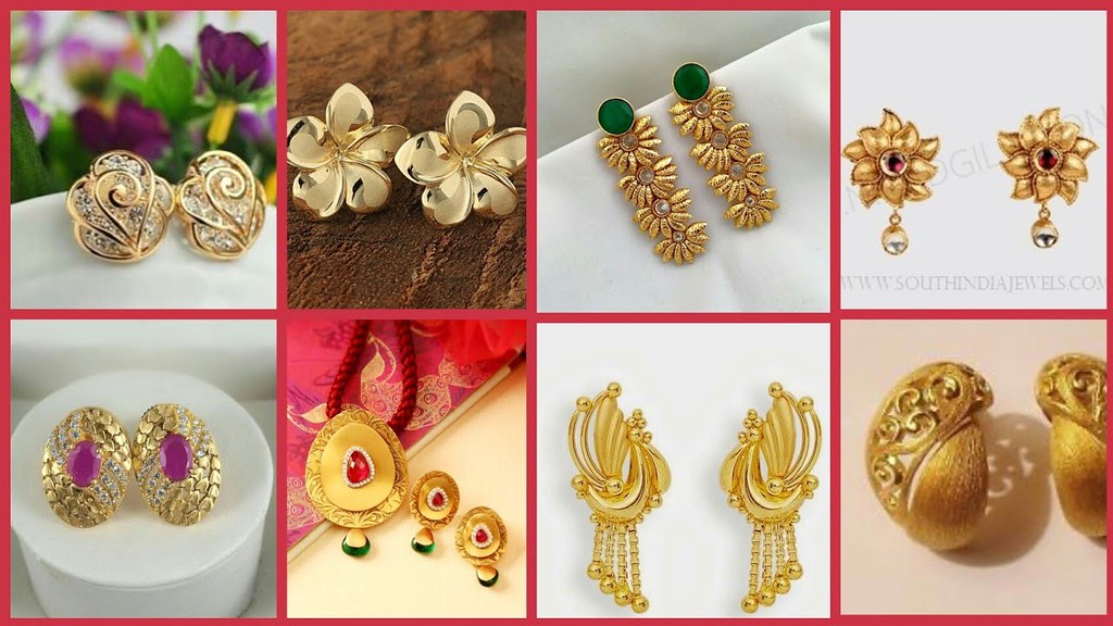 Latest Designer Gold Earrings & Tops Designs For Girls/Gold Tops/Gold ...