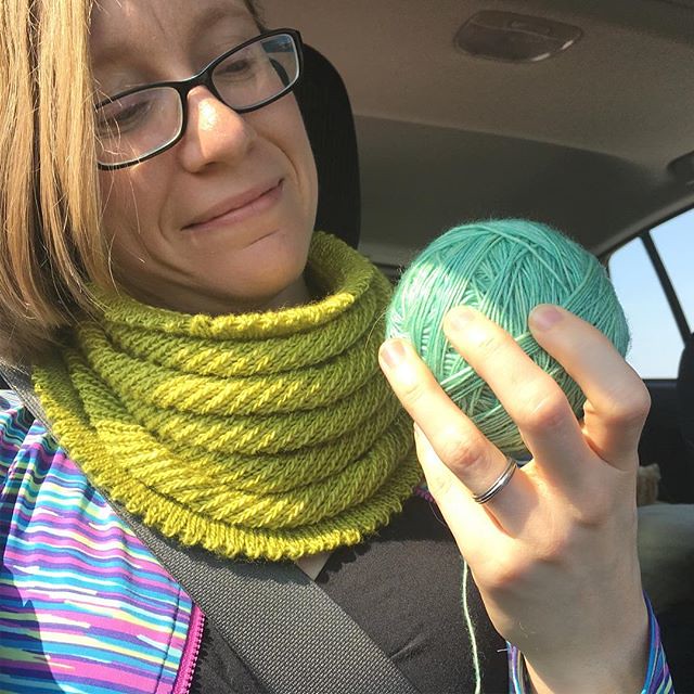 Finished the Willow Cowl a couple hours into our drive home! Good thing I brought an extra ball of yarn to cast on for another one :)