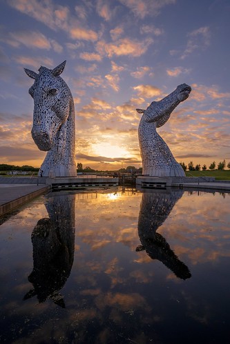 grangemouth scotland verenigdkoninkrijk gb kelpies sunset