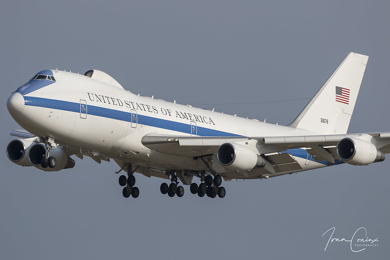 Boeing E-4B – USA-Air Force – 73-1676 – Brussels Airport (BRU EBBR) – 2018 06 06 – Landing RWY 01 – 02 – Copyright © 2018 Ivan Coninx