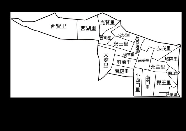 臺南市中西區行政區地圖-20里-有里名無底色