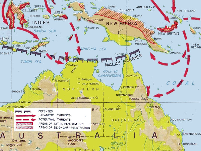 Map of northern Australia during World War II