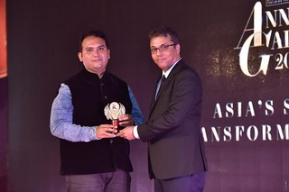 Mr. Rupesh Panigrahi, Director of Hi-Tech Group receiving Asia’s Social Transformation Award 2018 on behalf of Dr. Tirupati Panigrahi, Chairman, Hi-Tech Group