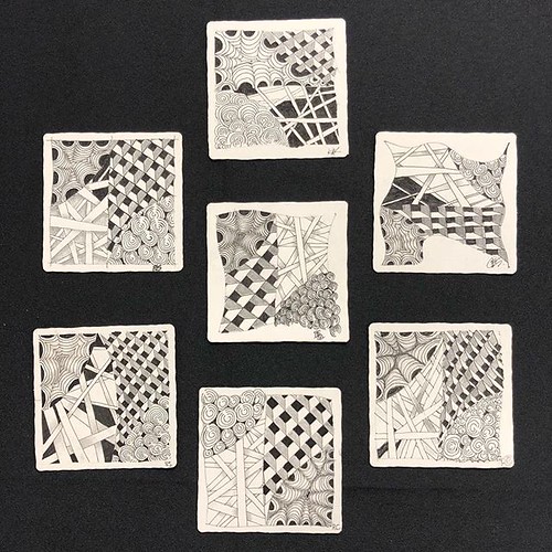 “Introduction to Zentangle” class tiles