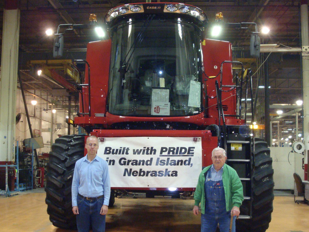 New combine in the assembly line, George and David Rahn
