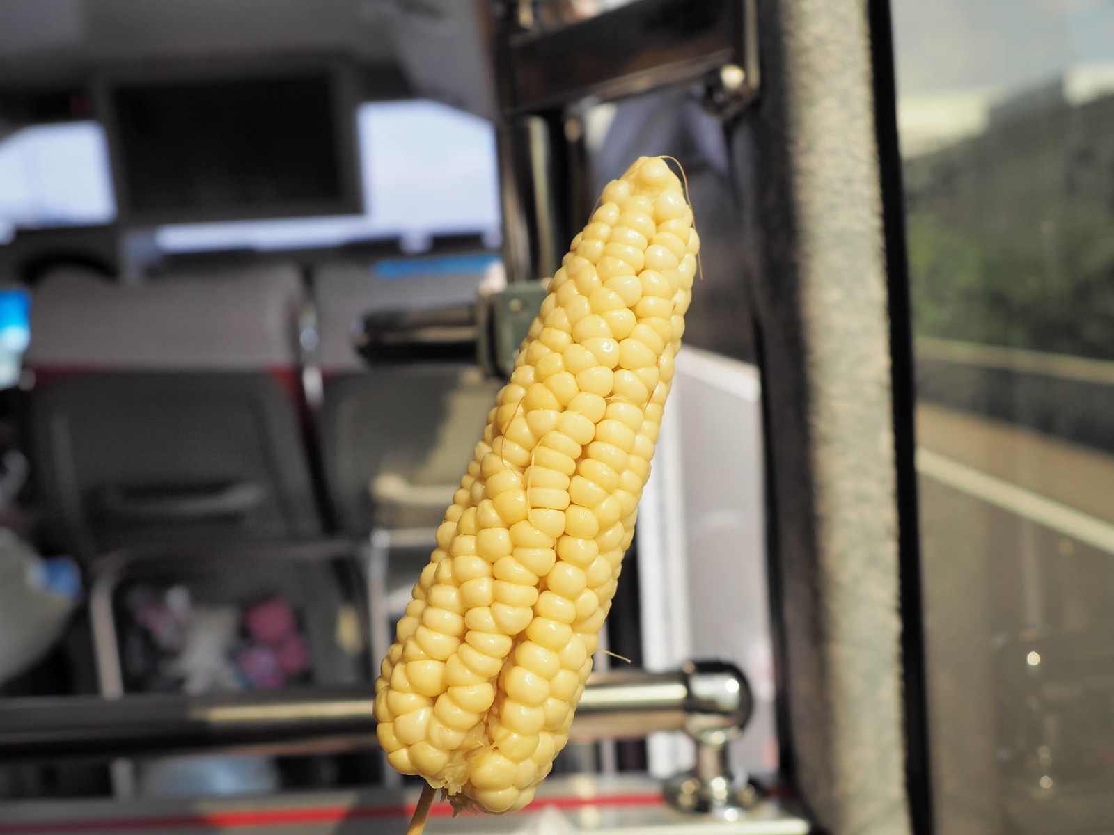 A steamed corn to fill the stomach before the next travel spot.