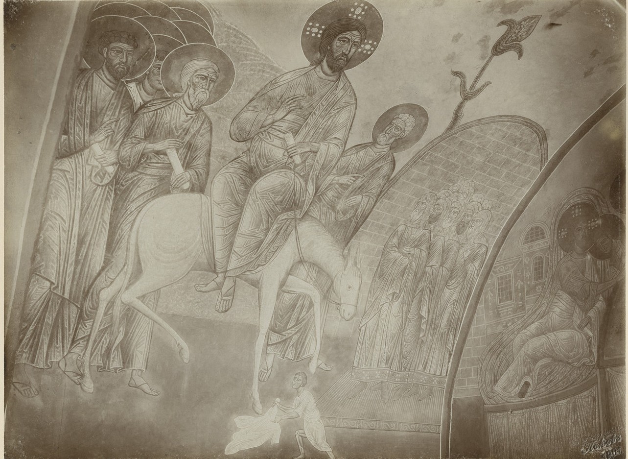 Фрески  «Вход в Иерусалим» Спасо-Преображенского собора Мирожского монастыря