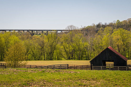 appalachia easternkentucky kentucky barn farm landscape spring railroad train high bridge highbridge