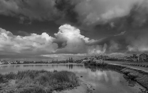 pentax k1 hdpentaxdfa1530mmf28 monochrome blackandwhite landscape cloudscape clouds sky estuary bridge saltmarsh bermagui nsw
