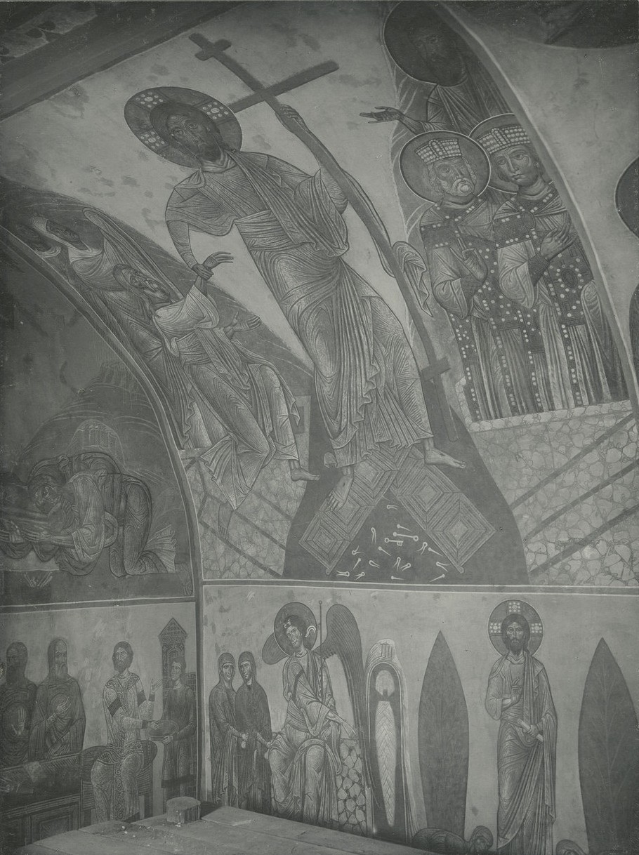 Фрески  северной ветви подкупольного креста  Спасо-Преображенского собора Мирожского монастыря